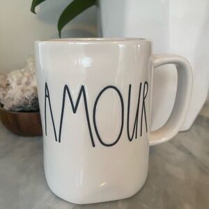 Rae Dunn Amour Mug - White with Black Lettering (A)